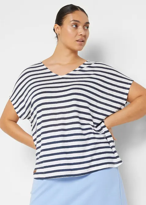 Maglia in puro lino con maniche a pipistrello, bonprix