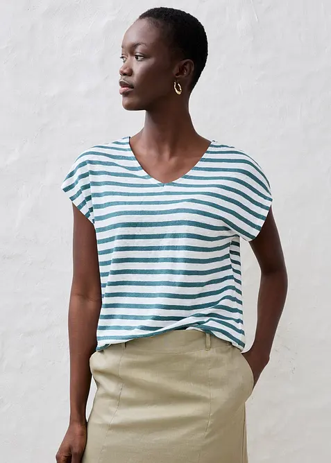 Maglia in puro lino con maniche a pipistrello, bonprix