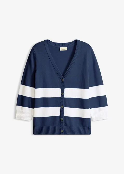 Cardigan in maglia di cotone a righe, bonprix