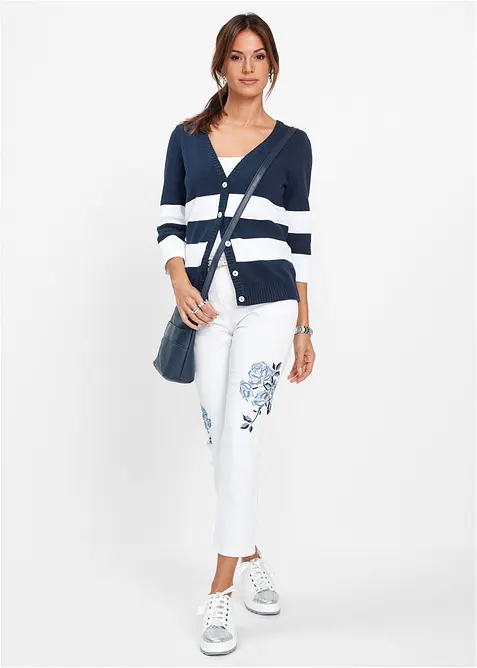 Cardigan in maglia di cotone a righe, bonprix