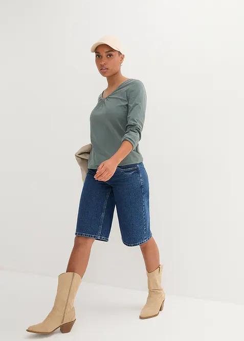 Maglia a maniche lunghe in puro cotone con elastico, bonprix