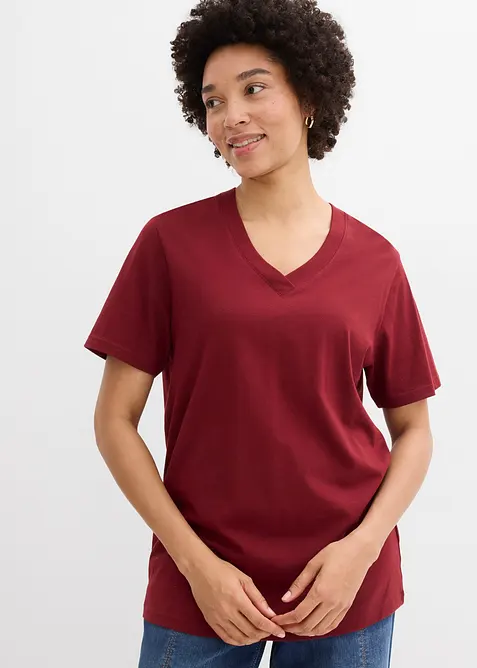 Maglia lunga e larga con scollo a V e maniche corte (pacco da 5), bonprix