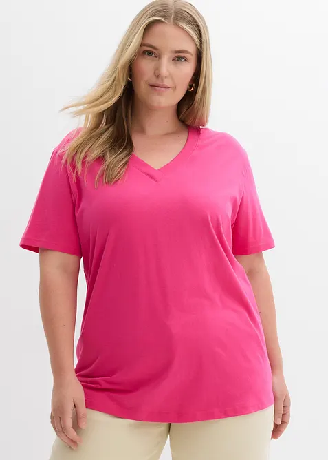 Maglia lunga e larga con scollo a V e maniche corte (pacco da 5), bonprix