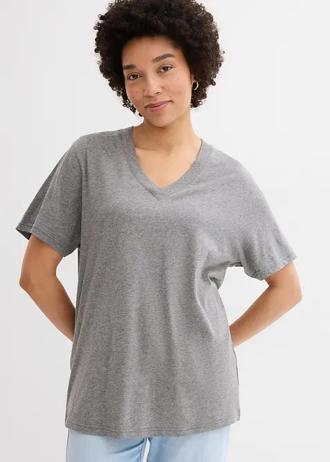 Maglia lunga e larga con scollo a V e maniche corte (pacco da 5), bonprix