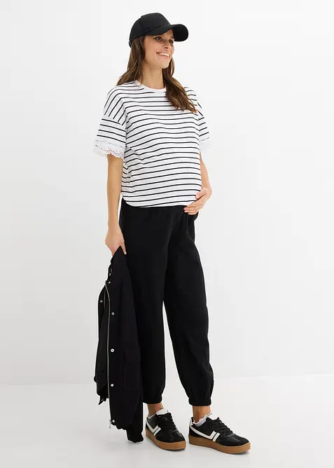 Pantaloni pr&eacute;maman 2 in 1 in mussola di puro cotone, bonprix