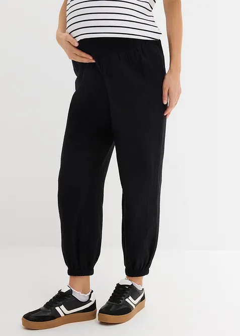 Pantaloni pr&eacute;maman 2 in 1 in mussola di puro cotone, bonprix
