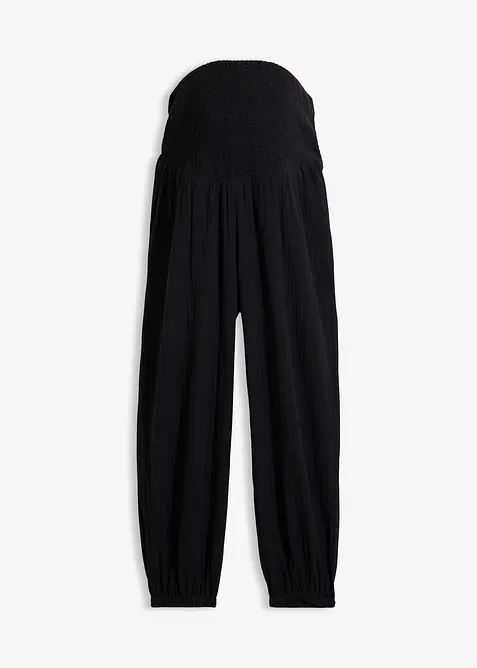 Pantaloni pr&eacute;maman 2 in 1 in mussola di puro cotone, bonprix