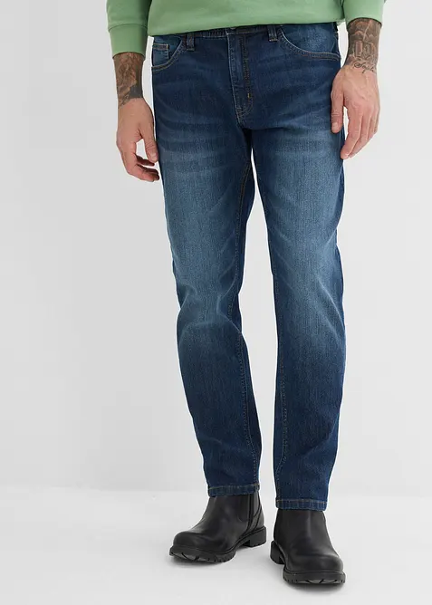 Jeans elasticizzati leggeri straight con elastico in vita, regular fit (pacco da 2 paia), bonprix