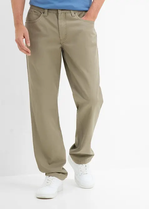 Pantaloni regular fit in twill di puro cotone, straight, bonprix