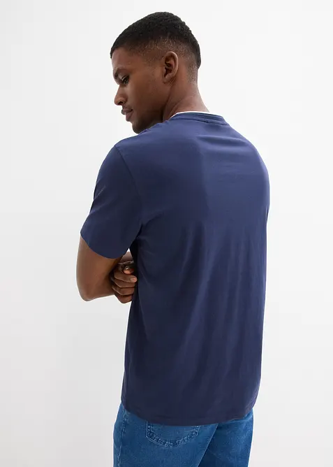 T-shirt serafino a maniche corte in puro cotone biologico, bonprix