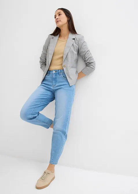 Jeans barrel leg cropped, vita alta, bonprix