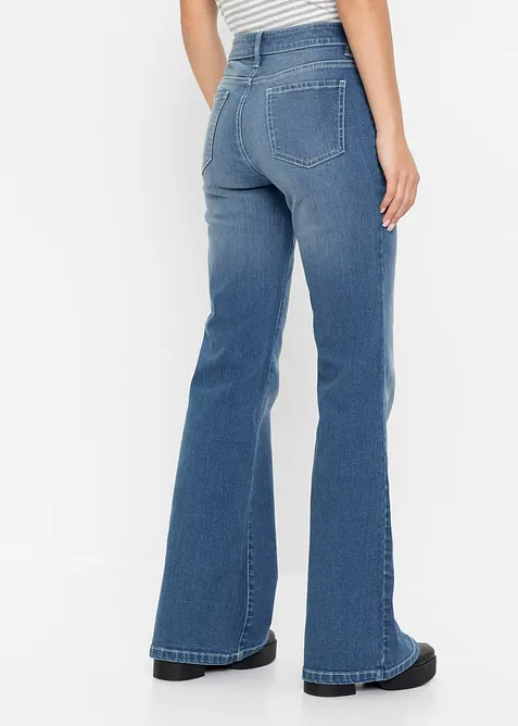 Jeans bootcut in cotone biologico, vita media, bonprix