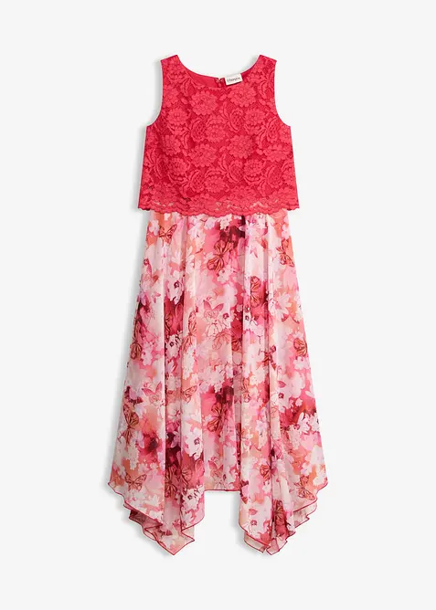 Abito in chiffon con pizzo fine, bonprix