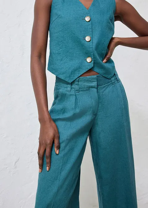 Pantaloni con pinces in puro lino, bonprix