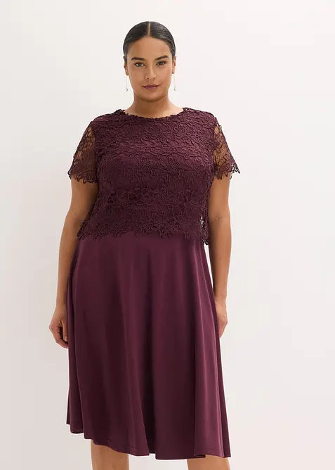 Abito midi con pizzo, bonprix