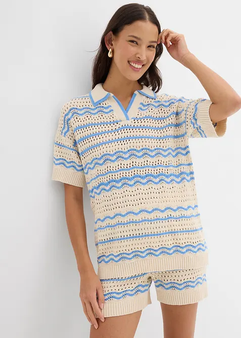 T-shirt oversize in maglia di misto lino e cotone fresco, bonprix