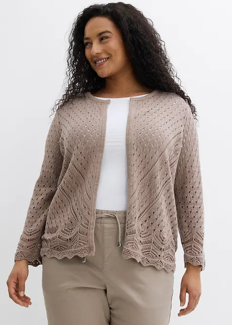 Cardigan traforato in puro cotone, bonprix