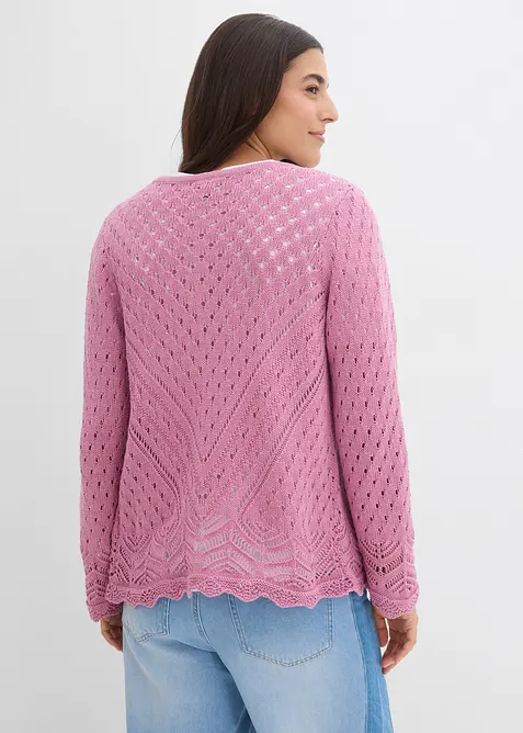 Cardigan traforato in puro cotone, bonprix
