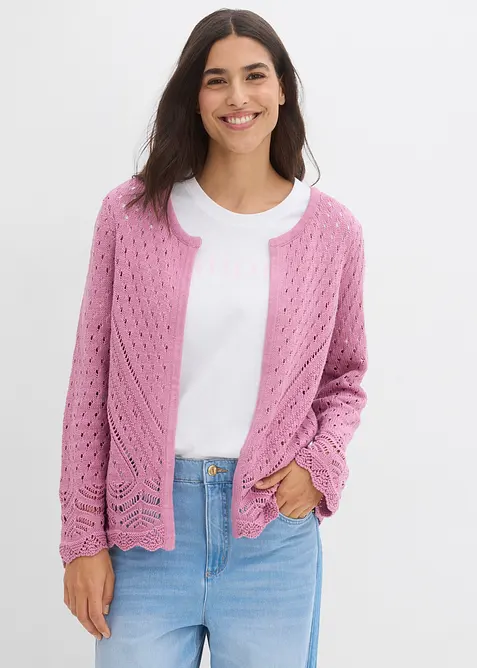 Cardigan traforato in puro cotone, bonprix