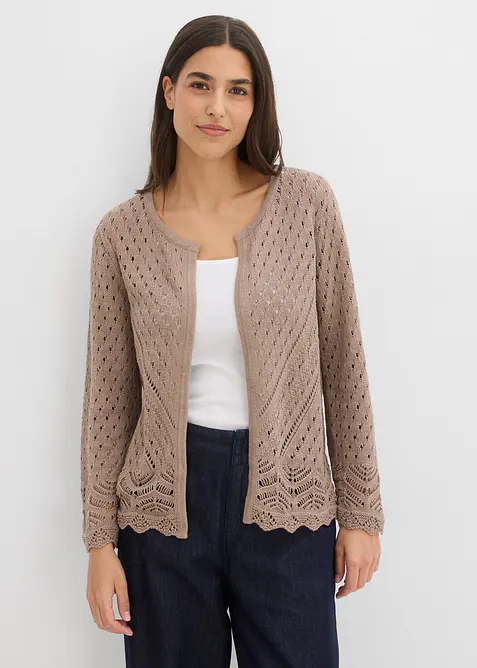 Cardigan traforato in puro cotone, bonprix