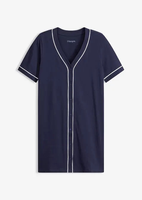 Camicia da notte corta in puro cotone con bottoni, bonprix