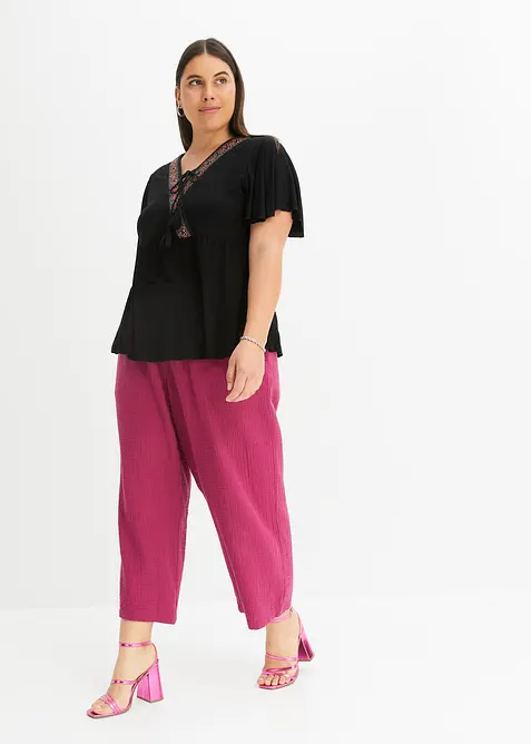 Pantaloni larghi in mussola di cotone, bonprix