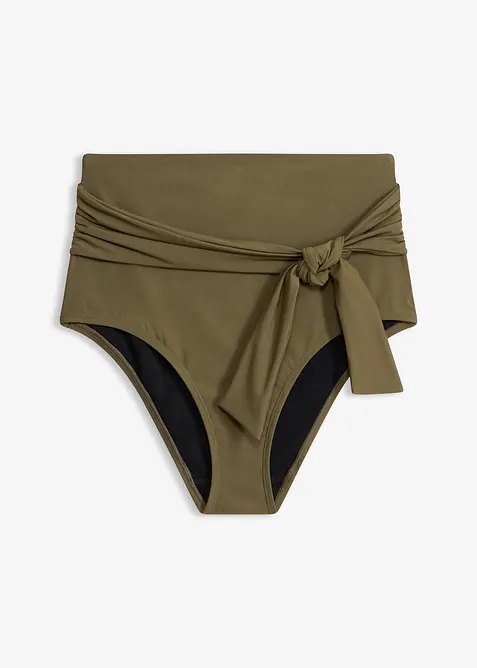 Slip a vita alta per bikini con cintura da annodare ed effetto modellante forte, bonprix