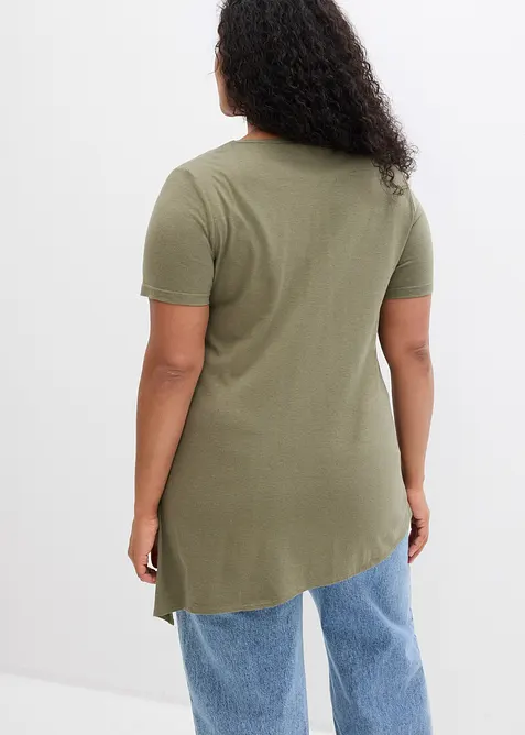 Maglia lunga asimmetrica in misto cotone e viscosa, bonprix