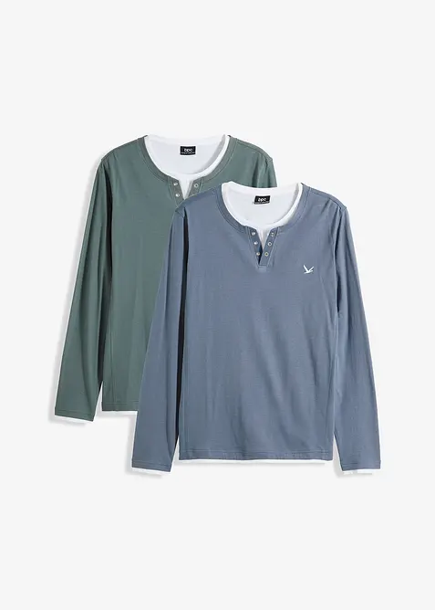Maglia 2 in 1 a maniche lunghe (pacco da 2), bonprix