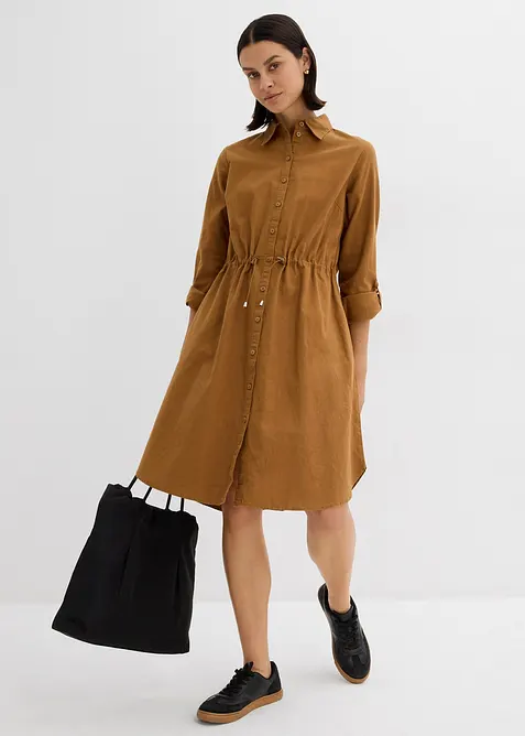 Abito chemisier in misto lino e cotone, bonprix