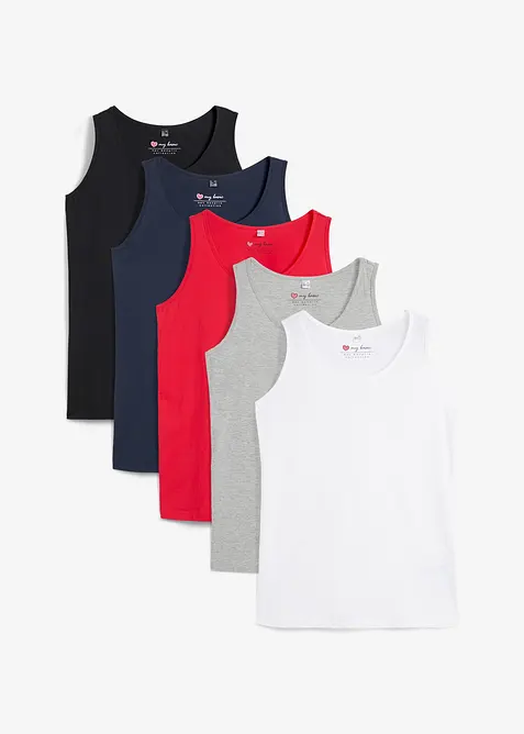 Top lungo in puro cotone (pacco da 5), bonprix
