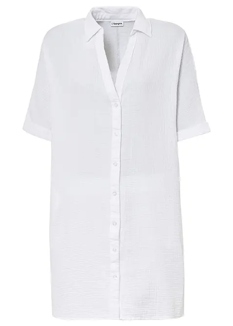 Blusa oversize lunga in soffice mussola, bonprix