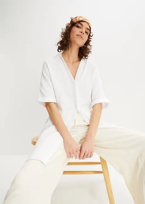 Blusa oversize lunga in soffice mussola, bonprix