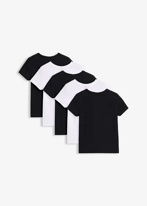 T-shirt in misto cotone biologico elasticizzato (pacco da 5), bonprix