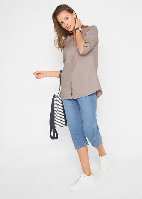Blusa in misto lino con maniche a 3/4, bonprix