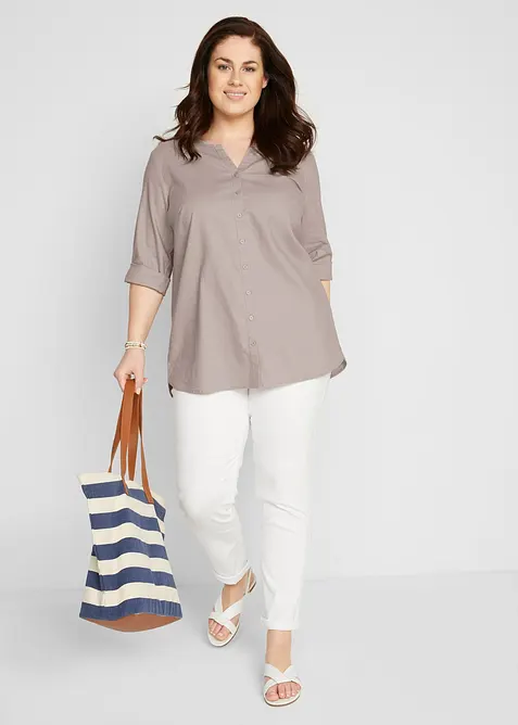 Blusa con lino e maniche a 3/4, bonprix