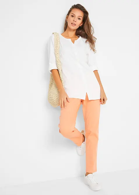 Blusa in misto lino con maniche a 3/4, bonprix