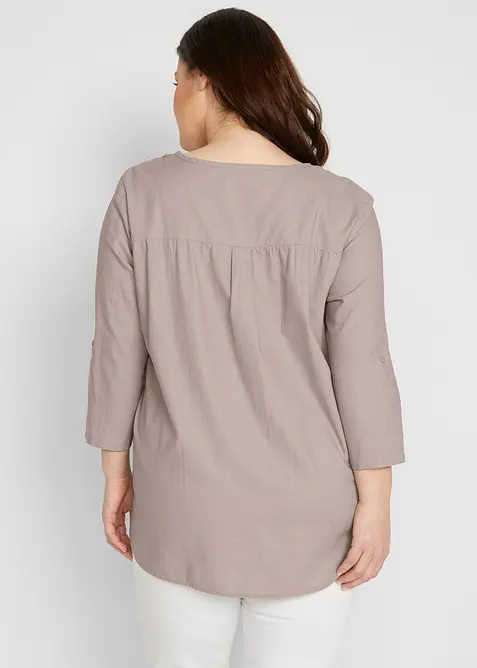 Blusa con lino e maniche a 3/4, bonprix