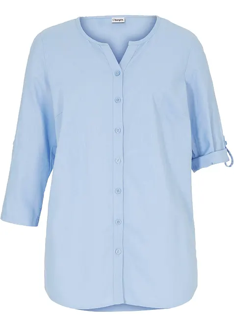 Blusa in misto lino con maniche a 3/4, bonprix
