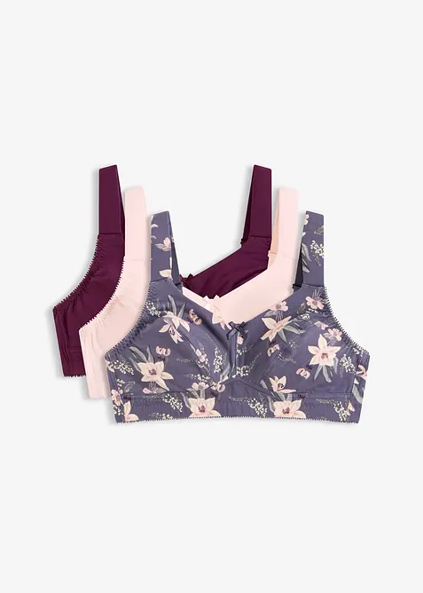 Reggiseno senza ferretto in misto cotone (pacco da 3), bonprix