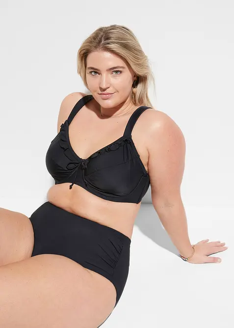 Slip per bikini a vita alta con arricciatura e effetto modellante leggero, bonprix