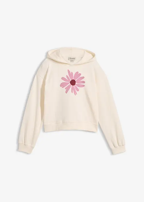 Felpa con cappuccio corta in puro cotone biologico, bonprix