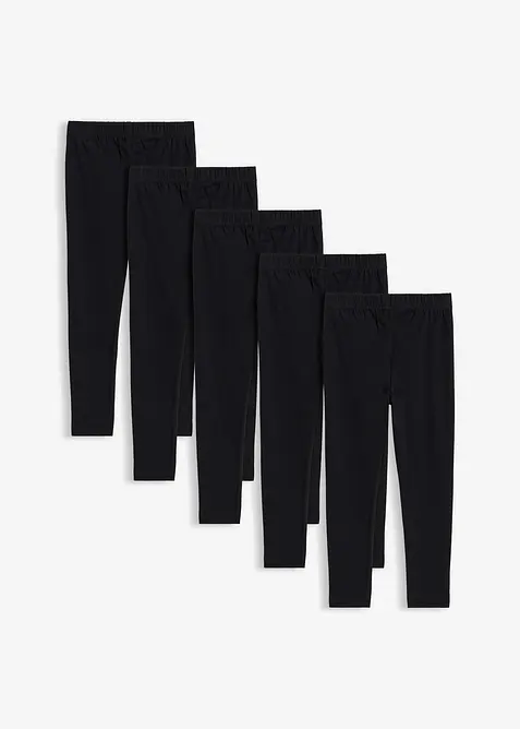 Leggings in misto cotone biologico elasticizzato (pacco da 5), bonprix