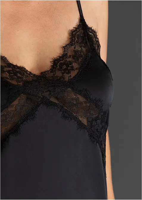 N&eacute;glig&eacute; in satin con pizzo delicato, bonprix