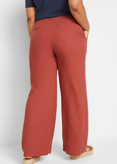 Pantaloni a palazzo lunghi  in misto lino, bonprix