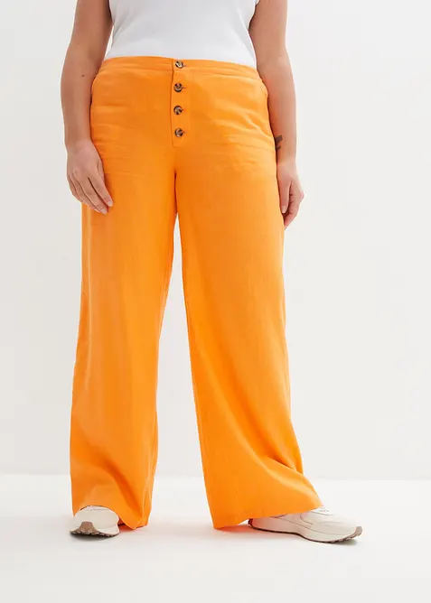 Pantaloni a palazzo lunghi  in misto lino, bonprix