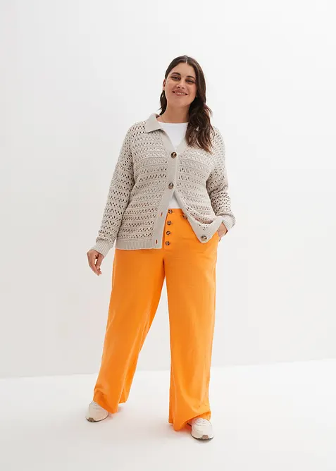 Pantaloni a palazzo lunghi  in misto lino, bonprix