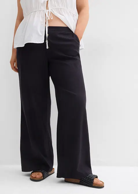 Pantaloni a palazzo lunghi  in misto lino, bonprix