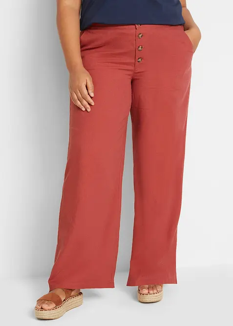 Pantaloni a palazzo lunghi  in misto lino, bonprix