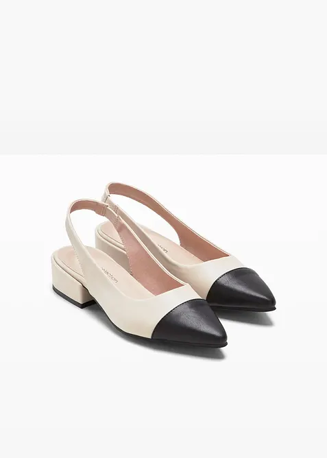D&eacute;collet&eacute; slingback con tacco basso, bonprix